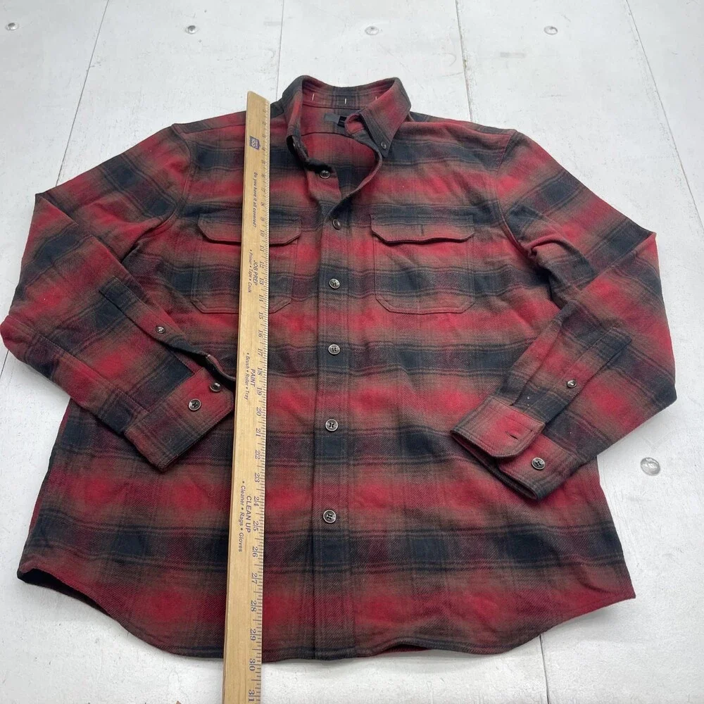 Banana Republic Shirt Mens Large Red Plaid Flannel Long Sleeve Button Up Pockets